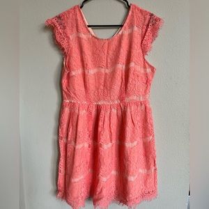 Pink lace overlay dress